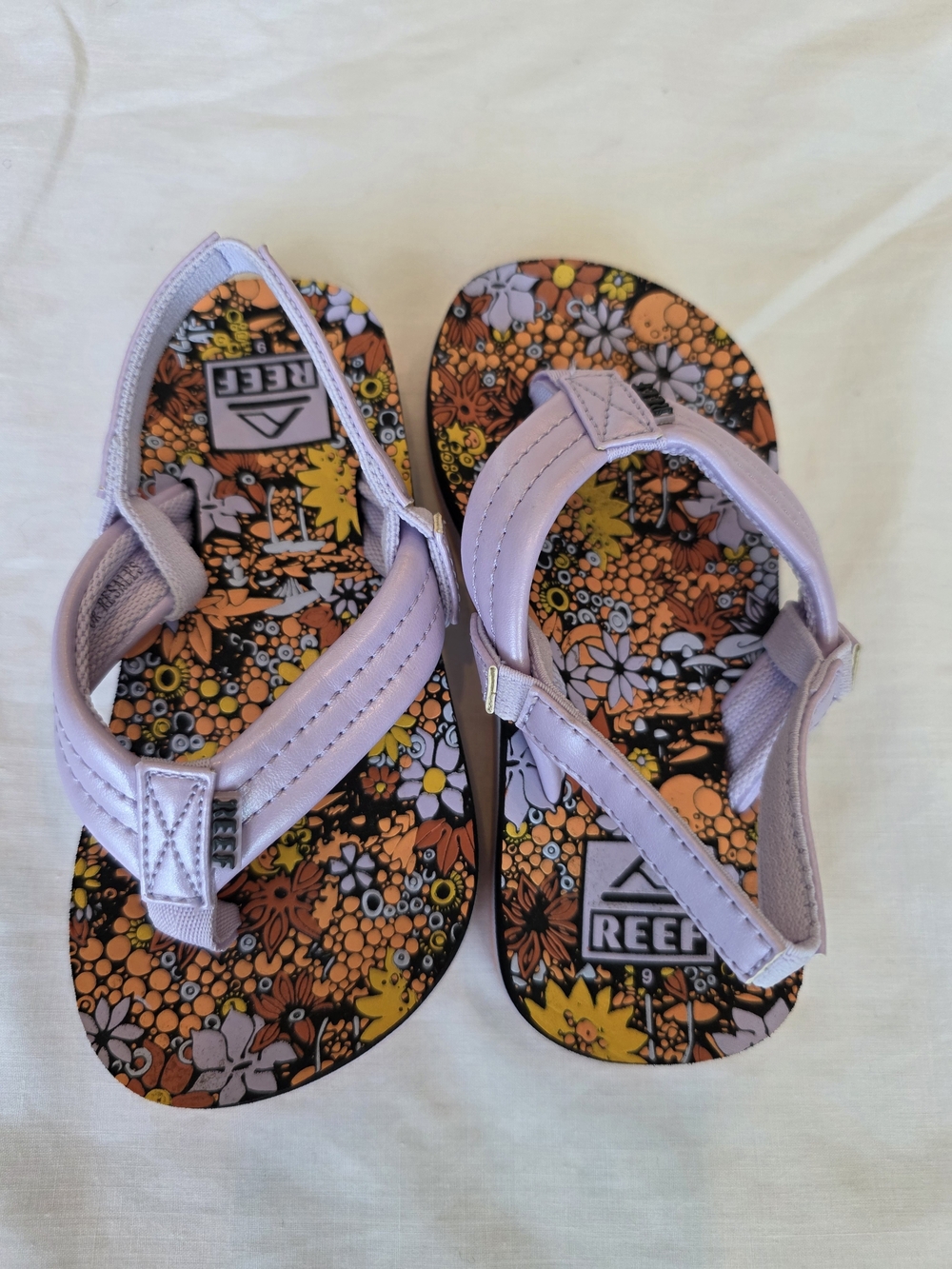 Reef Kids Lavender Floral Strap Sandals